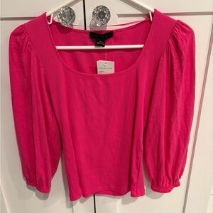 Sanctuary Fuchsia Blouse with Puff Sleeves